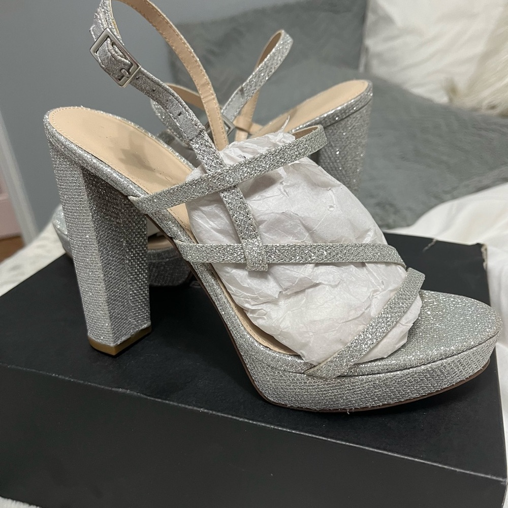 Sparkly silver heels